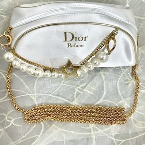 DIOR beauty pouch with gold crossbody  strap
